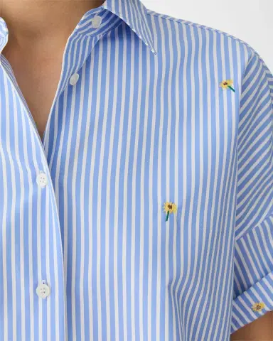 Lafayette 148 New York Striped Floral-Embroidered Cotton Shirt | Thumbnail 5 Lafayette 148 New York Striped Floral-Embroidered Cotton Shirt | Thumbnail 5