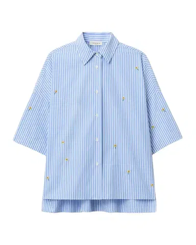 Lafayette 148 New York Striped Floral-Embroidered Cotton Shirt | Thumbnail 1 Lafayette 148 New York Striped Floral-Embroidered Cotton Shirt | Thumbnail 1