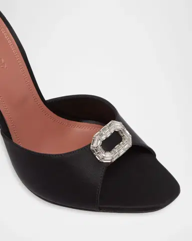 Amina Muaddi 105mm Mini Camelia Satin Mules | Thumbnail 2 Amina Muaddi 105mm Mini Camelia Satin Mules | Thumbnail 2