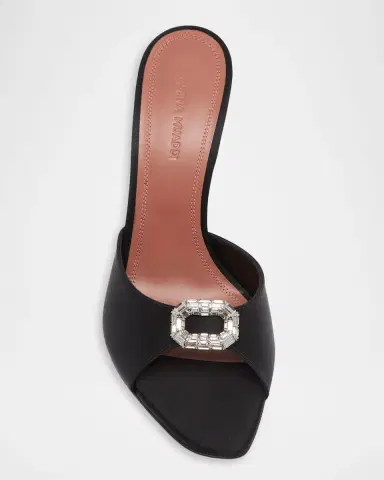 Amina Muaddi 105mm Mini Camelia Satin Mules | Thumbnail 3 Amina Muaddi 105mm Mini Camelia Satin Mules | Thumbnail 3