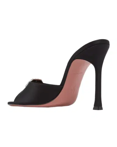 Amina Muaddi 105mm Mini Camelia Satin Mules | Thumbnail 1 Amina Muaddi 105mm Mini Camelia Satin Mules | Thumbnail 1