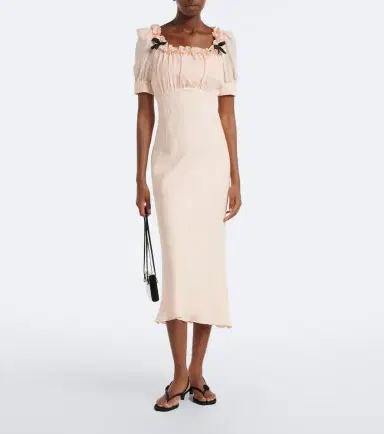 Alessandra Rich Bow-detail ruffled silk jacquard midi dress | Thumbnail 4 Alessandra Rich Bow-detail ruffled silk jacquard midi dress | Thumbnail 4