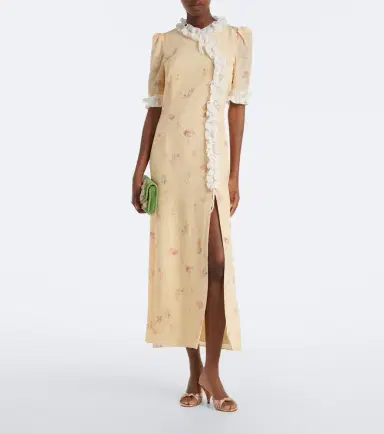Alessandra Rich Floral ruffled silk midi dress | Thumbnail 2 Alessandra Rich Floral ruffled silk midi dress | Thumbnail 2