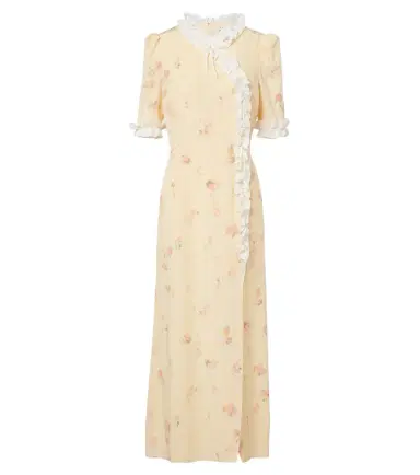 Alessandra Rich Floral ruffled silk midi dress | Thumbnail 1 Alessandra Rich Floral ruffled silk midi dress | Thumbnail 1