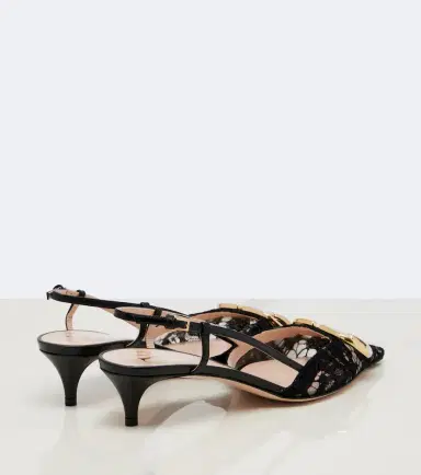 Valentino Garavani VLogo lace slingback pumps | Thumbnail 2 Valentino Garavani VLogo lace slingback pumps | Thumbnail 2