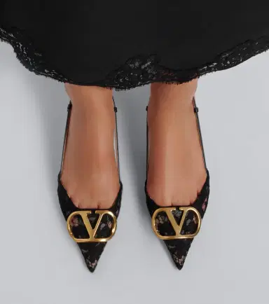 Valentino Garavani VLogo lace slingback pumps | Thumbnail 6 Valentino Garavani VLogo lace slingback pumps | Thumbnail 6