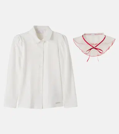 Monnalisa Bow-detail cotton-blend jersey shirt | Thumbnail 4 Monnalisa Bow-detail cotton-blend jersey shirt | Thumbnail 4