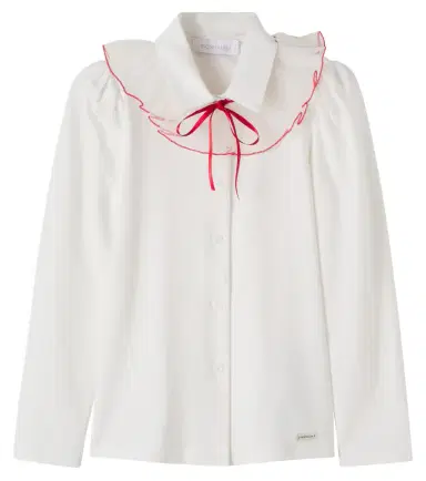 Monnalisa Bow-detail cotton-blend jersey shirt | Thumbnail 1 Monnalisa Bow-detail cotton-blend jersey shirt | Thumbnail 1