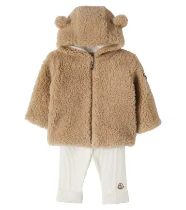 Moncler Enfant Baby teddy and cotton hoodie and leggings set | Thumbnail 1 Moncler Enfant Baby teddy and cotton hoodie and leggings set | Thumbnail 1