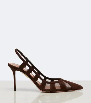 Aquazzura Screen suede and mesh slingback pumps | Thumbnail 2 Aquazzura Screen suede and mesh slingback pumps | Thumbnail 2