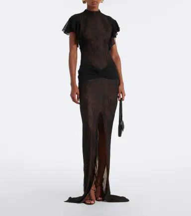 DE LA VALI Omero ruched lace maxi dress | Thumbnail 3 DE LA VALI Omero ruched lace maxi dress | Thumbnail 3