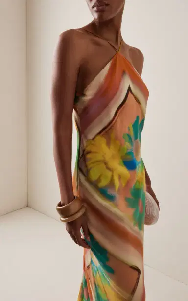 Staud Cubism Crepe de Chine Maxi Dress | Thumbnail 3 Staud Cubism Crepe de Chine Maxi Dress | Thumbnail 3