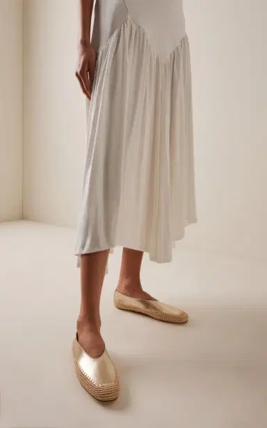 Gabriela Hearst Strength Metallic Leather and Raffia Flats | Thumbnail 2 Gabriela Hearst Strength Metallic Leather and Raffia Flats | Thumbnail 2