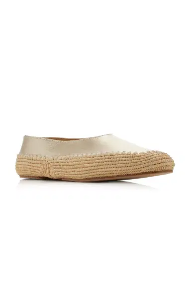 Gabriela Hearst Strength Metallic Leather and Raffia Flats | Thumbnail 4 Gabriela Hearst Strength Metallic Leather and Raffia Flats | Thumbnail 4