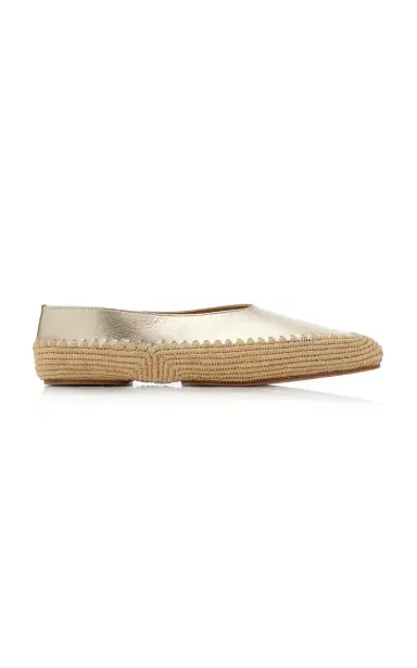 Gabriela Hearst Strength Metallic Leather and Raffia Flats | Thumbnail 1 Gabriela Hearst Strength Metallic Leather and Raffia Flats | Thumbnail 1