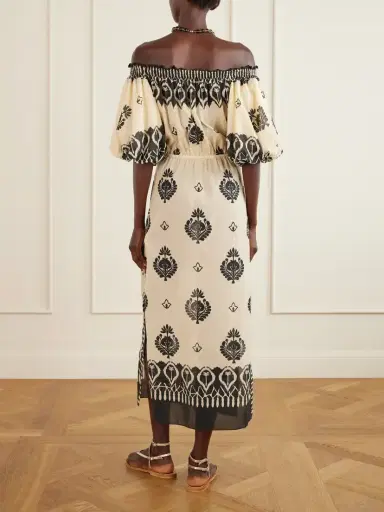Johanna Ortiz Harbor Hues Off-the-shoulder Ruched Printed Cotton-poplin Midi Dress | Thumbnail 3 Johanna Ortiz Harbor Hues Off-the-shoulder Ruched Printed Cotton-poplin Midi Dress | Thumbnail 3