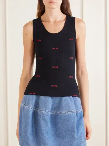 Loewe Logo-embroidered Ribbed Stretch-cotton Jersey Tank | Thumbnail 3 Loewe Logo-embroidered Ribbed Stretch-cotton Jersey Tank | Thumbnail 3
