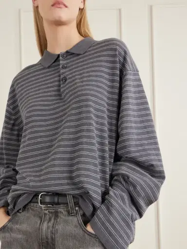 Nili Lotan Foley Stripe Cotton Polo Shirt | Thumbnail 5 Nili Lotan Foley Stripe Cotton Polo Shirt | Thumbnail 5