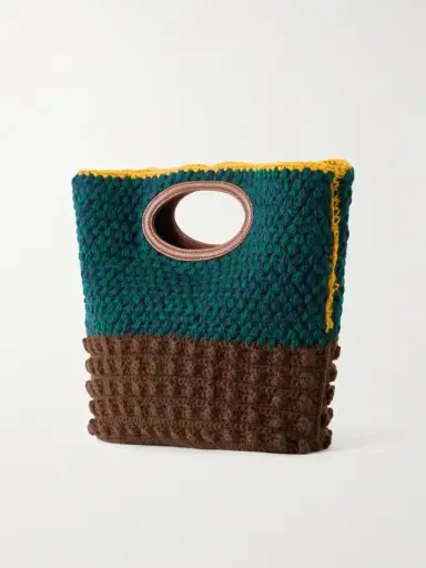 Marni Logo-appliquéd Leather-trimmed Knitted Wool Clutch | Thumbnail 4 Marni Logo-appliquéd Leather-trimmed Knitted Wool Clutch | Thumbnail 4