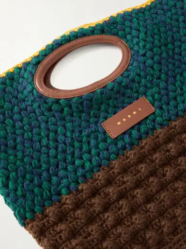 Marni Logo-appliquéd Leather-trimmed Knitted Wool Clutch | Thumbnail 5 Marni Logo-appliquéd Leather-trimmed Knitted Wool Clutch | Thumbnail 5