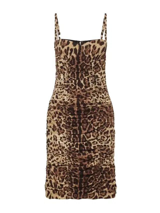 Leopard-print Ruched Silk-blend Mini Dress Leopard-print Ruched Silk-blend Mini Dress