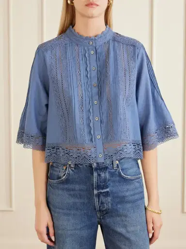 Sea Pippa Crochet-trimmed Cotton Blouse | Thumbnail 3 Sea Pippa Crochet-trimmed Cotton Blouse | Thumbnail 3