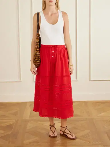 Sea Pippa Lace-trimmed Cotton Midi Skirt | Thumbnail 2 Sea Pippa Lace-trimmed Cotton Midi Skirt | Thumbnail 2