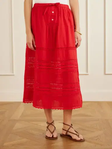 Sea Pippa Lace-trimmed Cotton Midi Skirt | Thumbnail 3 Sea Pippa Lace-trimmed Cotton Midi Skirt | Thumbnail 3