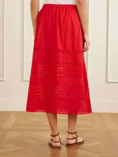 Sea Pippa Lace-trimmed Cotton Midi Skirt | Thumbnail 4 Sea Pippa Lace-trimmed Cotton Midi Skirt | Thumbnail 4