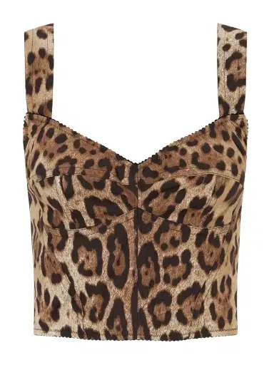 Dolce & Gabbana Cropped Leopard-print Stretch-canvas Bustier Top | Thumbnail 1 Dolce & Gabbana Cropped Leopard-print Stretch-canvas Bustier Top | Thumbnail 1