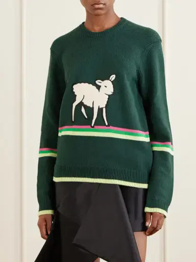 JW Anderson Sheep Embroidered Striped Cotton Sweater | Thumbnail 3 JW Anderson Sheep Embroidered Striped Cotton Sweater | Thumbnail 3