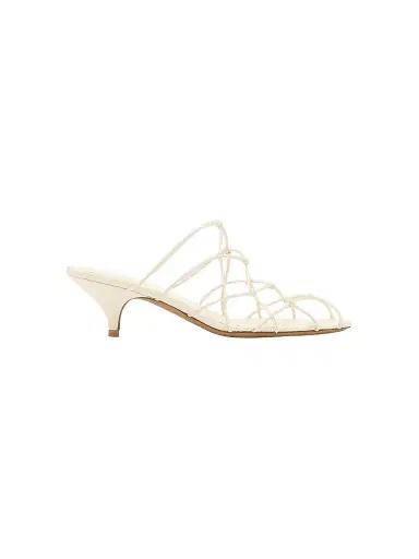 Ulla Johnson Women's Colette 50MM Knotted Kitten-Heel Mules - Pearl - Size 9 | Thumbnail 1 Ulla Johnson Women's Colette 50MM Knotted Kitten-Heel Mules - Pearl - Size 9 | Thumbnail 1