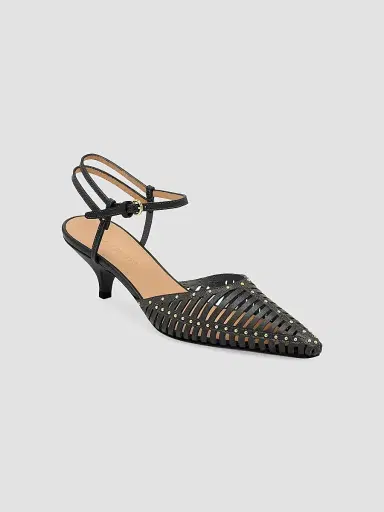 Ulla Johnson Women's Francine 50MM Cage Kitten Heel Pumps - Noir | Thumbnail 2 Ulla Johnson Women's Francine 50MM Cage Kitten Heel Pumps - Noir | Thumbnail 2