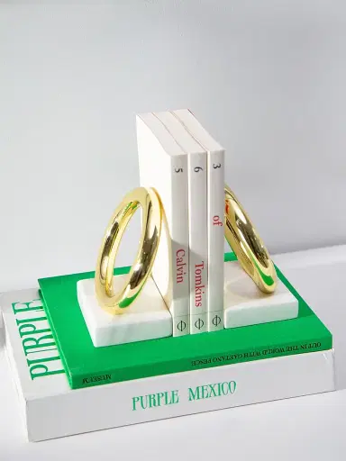 Anna New York Ring Marble & Goldtone Stainless Steel Bookends | Thumbnail 2 Anna New York Ring Marble & Goldtone Stainless Steel Bookends | Thumbnail 2