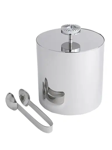 ANNA New York Striations Stainless Steel Ice Bucket & Tongs - Silver | Thumbnail 1 ANNA New York Striations Stainless Steel Ice Bucket & Tongs - Silver | Thumbnail 1