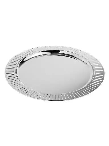 Anna New York Striations Round Stainless Steel Serving Tray | Thumbnail 1 Anna New York Striations Round Stainless Steel Serving Tray | Thumbnail 1