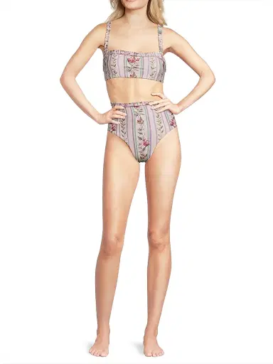 Agua by Agua Bendita Women's Nopal Floral Stripe Bikini Bottom | Thumbnail 2 Agua by Agua Bendita Women's Nopal Floral Stripe Bikini Bottom | Thumbnail 2