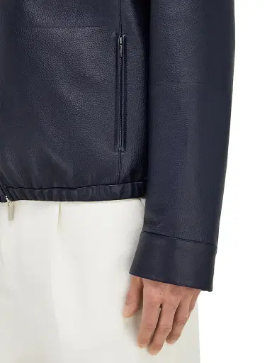 Ferragamo Men's Deerskin Leather Bomber Jacket | Thumbnail 6 Ferragamo Men's Deerskin Leather Bomber Jacket | Thumbnail 6