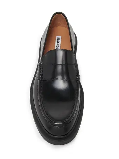 Jil Sander Men's Leather Penny Loafers - Black | Thumbnail 4 Jil Sander Men's Leather Penny Loafers - Black | Thumbnail 4