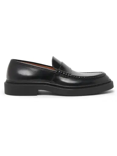 Jil Sander Men's Leather Penny Loafers - Black | Thumbnail 1 Jil Sander Men's Leather Penny Loafers - Black | Thumbnail 1