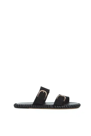 Gabriela Hearst Sage Flat Sandal in Black Suede | Thumbnail 1 Gabriela Hearst Sage Flat Sandal in Black Suede | Thumbnail 1