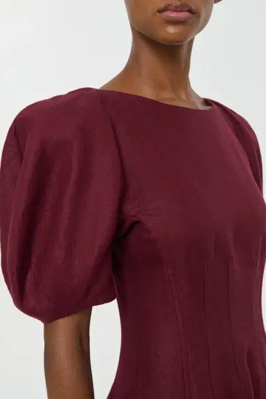 Gabriela Hearst Ranya Puff Sleeve Maxi Dress in Bordeaux Linen Twill | Thumbnail 8 Gabriela Hearst Ranya Puff Sleeve Maxi Dress in Bordeaux Linen Twill | Thumbnail 8