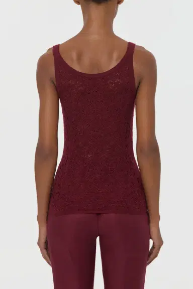 Gabriela Hearst Cyrinne Lace Knit Tank Top in Bordeaux Merino Wool | Thumbnail 4 Gabriela Hearst Cyrinne Lace Knit Tank Top in Bordeaux Merino Wool | Thumbnail 4