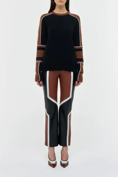 Gabriela Hearst Finnian Knit Moto Sweater in Cognac & Black Cashmere | Thumbnail 3 Gabriela Hearst Finnian Knit Moto Sweater in Cognac & Black Cashmere | Thumbnail 3