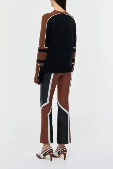 Gabriela Hearst Finnian Knit Moto Sweater in Cognac & Black Cashmere | Thumbnail 5 Gabriela Hearst Finnian Knit Moto Sweater in Cognac & Black Cashmere | Thumbnail 5