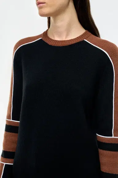 Gabriela Hearst Finnian Knit Moto Sweater in Cognac & Black Cashmere | Thumbnail 6 Gabriela Hearst Finnian Knit Moto Sweater in Cognac & Black Cashmere | Thumbnail 6