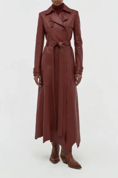 Gabriela Hearst Pavel Raw Cut Trench Coat in Burnt Sienna Soft Leather | Thumbnail 3 Gabriela Hearst Pavel Raw Cut Trench Coat in Burnt Sienna Soft Leather | Thumbnail 3