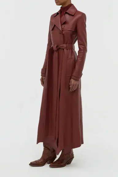 Gabriela Hearst Pavel Raw Cut Trench Coat in Burnt Sienna Soft Leather | Thumbnail 4 Gabriela Hearst Pavel Raw Cut Trench Coat in Burnt Sienna Soft Leather | Thumbnail 4