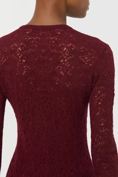 Gabriela Hearst Ultraris Lace Knit Cardigan in Bordeaux Merino Wool | Thumbnail 6 Gabriela Hearst Ultraris Lace Knit Cardigan in Bordeaux Merino Wool | Thumbnail 6