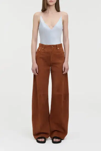 Gabriela Hearst Amoret Barrel-leg Jean in Cognac Suede | Thumbnail 3 Gabriela Hearst Amoret Barrel-leg Jean in Cognac Suede | Thumbnail 3
